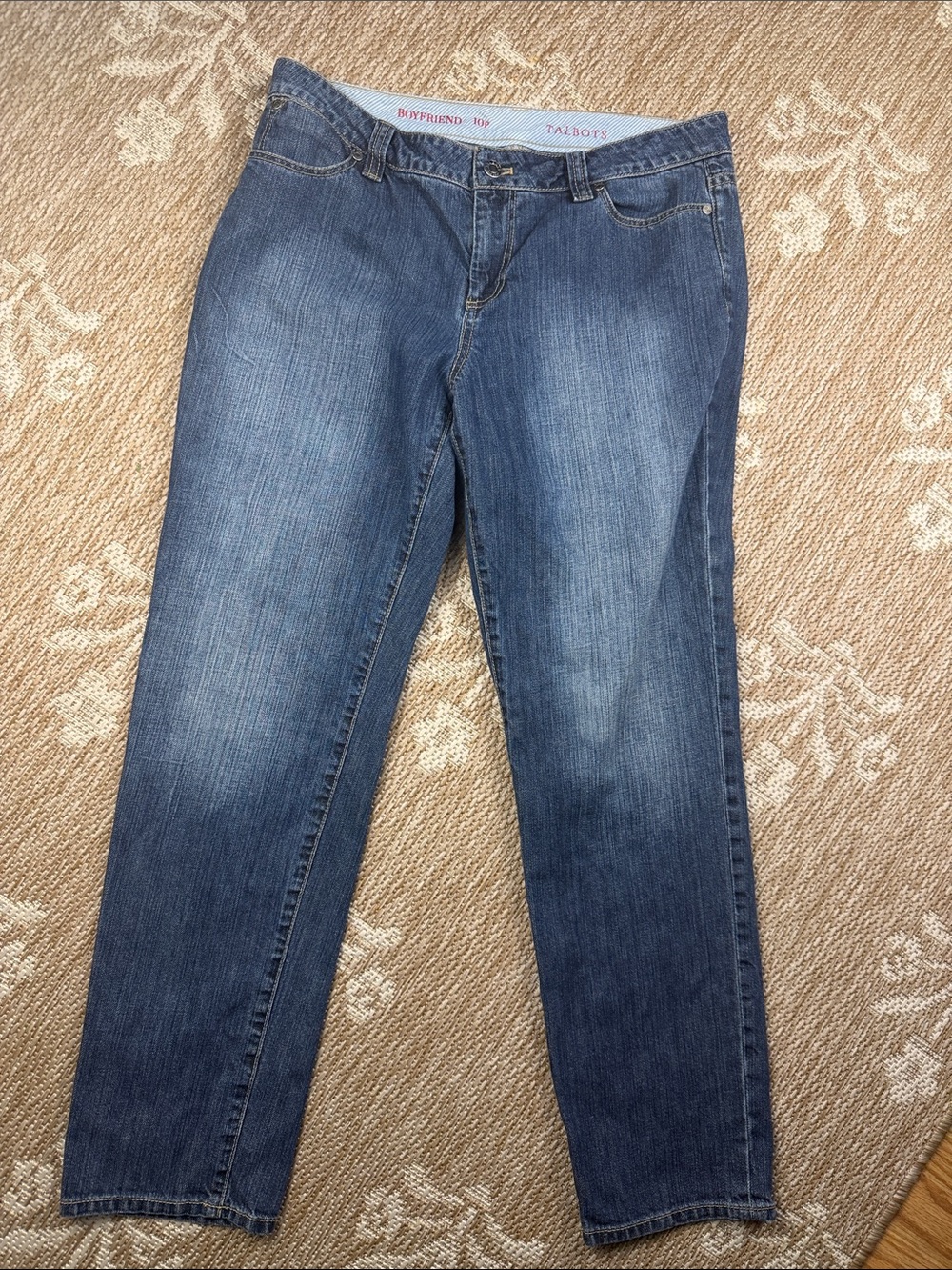 Talbots Petite Relaxed Boyfriend Jeans in Medium Blue Wash